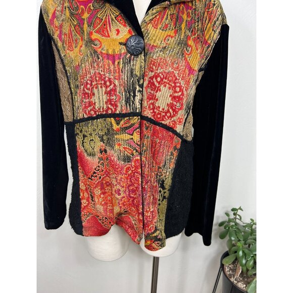 Coldwater Creek Womens Velour Patchwork Lace Paneled Jacket - Picture 7 of 14